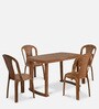 Shahenshah Plastic Table and Chair Set in Pear wood Colour with 4 Chairs