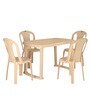 Shahenshah Plastic Table and Chair Set in Marble Beige Colour with 4 Chairs