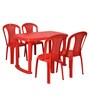Shahenshah Plastic Table and Chair Set in Red Colour with 4 Chairs