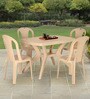 Shahenshah Table and Chair Set in Marble Beige with 4 Chairs