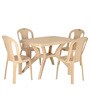 Shahenshah Table and Chair Set in Marble Beige with 4 Chairs