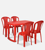 Shahenshah Plastic Table and Chair Set in Red Colour with 4 Chairs