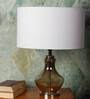 Diseno White Fabric Shade Night Lamp With Glass Base