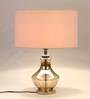 Diseno White Fabric Shade Night Lamp With Glass Base