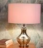 Diseno White Fabric Shade Night Lamp With Glass Base