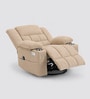 Shark Suede Fabric Rocking And Revolving Electric 1 Seater Recliner With USB Port In Sand Beige Colour
