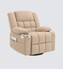 Shark Suede Fabric Rocking And Revolving Electric 1 Seater Recliner With USB Port In Sand Beige Colour