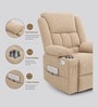 Shark Suede Fabric Rocking And Revolving Electric 1 Seater Recliner With USB Port In Sand Beige Colour