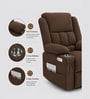 Shark Suede Fabric Rocking And Revolving Electric 1 Seater Recliner With USB Port In Brown Colour