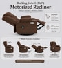 Shark Suede Fabric Rocking And Revolving Electric 1 Seater Recliner With USB Port In Brown Colour