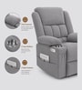Shark Suede Fabric Rocking And Revolving Electric 1 Seater Recliner With USB Port In Grey Colour