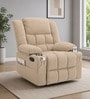 Shark Suede Fabric Rocking And Revolving Manual 1 Seater Recliner In Sand Beige Colour