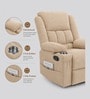 Shark Suede Fabric Rocking And Revolving Manual 1 Seater Recliner In Sand Beige Colour