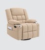 Shark Suede Fabric Rocking And Revolving Manual 1 Seater Recliner In Sand Beige Colour