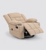Shark Suede Fabric Rocking And Revolving Manual 1 Seater Recliner In Sand Beige Colour