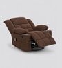 Shark Suede Fabric Rocking And Revolving Manual 1 Seater Recliner In Brown Colour