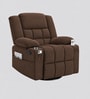 Shark Suede Fabric Rocking And Revolving Manual 1 Seater Recliner In Brown Colour