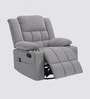 Shark Suede Fabric Rocking And Revolving Manual 1 Seater Recliner In Grey Colour
