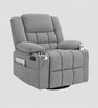 Shark Suede Fabric Rocking And Revolving Manual 1 Seater Recliner In Grey Colour