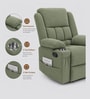 Shark Suede Fabric Rocking And Revolving Manual 1 Seater Recliner In Sage Green Colour