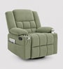 Shark Suede Fabric Rocking And Revolving Manual 1 Seater Recliner In Sage Green Colour