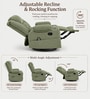 Shark Suede Fabric Rocking And Revolving Manual 1 Seater Recliner In Sage Green Colour
