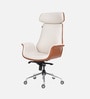 Shark Leatherette High Back Office Chair with Knee Tilt Mechanism in Cream and Tan Colour