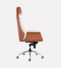 Shark Leatherette High Back Office Chair with Knee Tilt Mechanism in Cream and Tan Colour