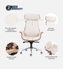 Shark Leatherette High Back Office Chair with Knee Tilt Mechanism in Cream and Tan Colour