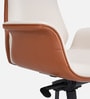 Shark Leatherette High Back Office Chair with Knee Tilt Mechanism in Cream and Tan Colour