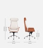 Shark Leatherette High Back Office Chair with Knee Tilt Mechanism in Cream and Tan Colour