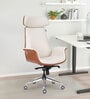 Shark Leatherette High Back Office Chair with Knee Tilt Mechanism in Cream and Tan Colour