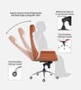 Shark Leatherette High Back Office Chair with Knee Tilt Mechanism in Cream and Tan Colour