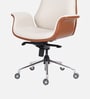 Shark Leatherette High Back Office Chair with Knee Tilt Mechanism in Cream and Tan Colour