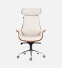 Shark Leatherette High Back Office Chair with Knee Tilt Mechanism in Cream and Tan Colour
