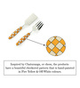 Shatranj Checkered Yellow & White Stainless Steel (Set of 2) Cake Serving Fork & Scraper