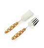 Shatranj Checkered Yellow & White Stainless Steel (Set of 2) Cake Serving Fork & Scraper