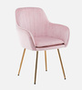 Sheeny Ribbed Velvet Guest Chairs In Pink Colour