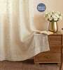 Sheer Sparkle Butter Cream Solid Polyester Curtains for Long Door Pack of 2