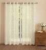 Sheer Sparkle Butter Cream Solid Polyester Curtains for Long Door Pack of 2