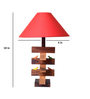 Sheesham Wood Bird Red Cotton Shade Table Lamp With Brown Base