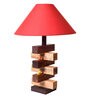 Sheesham Wood Bird Red Cotton Shade Table Lamp With Brown Base