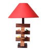 Sheesham Wood Bird Red Cotton Shade Table Lamp With Brown Base