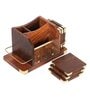 Sheesham Wood Pen Stand With Coaster