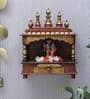 Copper Sheesham Wood & MDF Wall Mounted Mandir Without Door