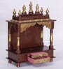 Sheesham Wood Wall Mounted Five Dome Pooja Mandir In Copper