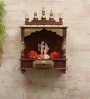 Sheesham Wood Wall Mounted Five Dome Pooja Mandir In Copper