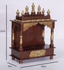 Sheesham Wood Wall Mounted Five Dome Pooja Mandir In Copper