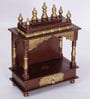 Sheesham Wood Wall Mounted Five Dome Pooja Mandir In Copper