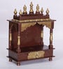 Sheesham Wood Wall Mounted Five Dome Pooja Mandir In Copper